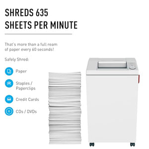 ideal. Commercial Office Paper Shredder 3104 Cross-Cut, Heavy Duty, Made in Germany, Continuous Operation, 22-25 Sheet Capacity, 32-Gallon Bin, Shreds Staples/Credit Card, P-4 Security