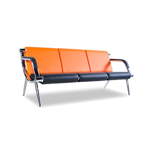 Sliverylake 3PCS Office Reception Chair Set PU Leather Waiting Room Bench Visitor Guest Sofa Airport Clinic