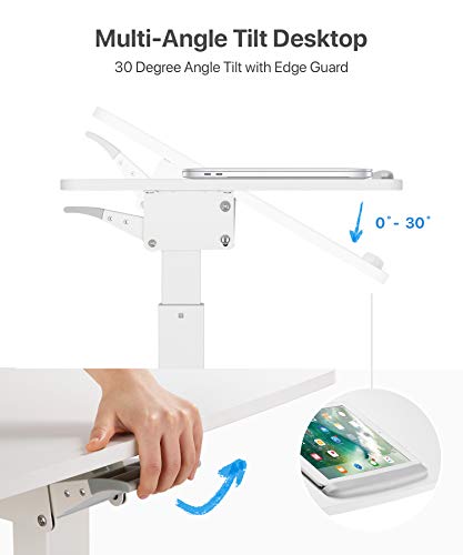 OCOMMO Height Adjustable Tilt Desk Mobile Lectern Laptop Workstation White