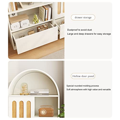 Arched Bookcase with Drawers and Display Cabinet