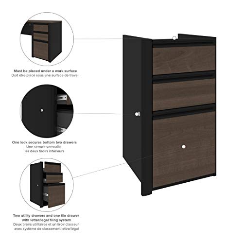 Bestar Connexion 5 Piece L Shaped Office Set in Antigua and Black