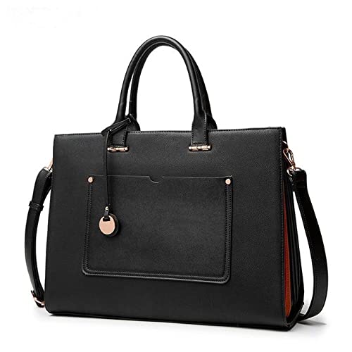 KGEZW Women's Briefcase Laptop Leather Bag Portable Business Office Large Capacity Handbags (Color : B, Size : 14.6")