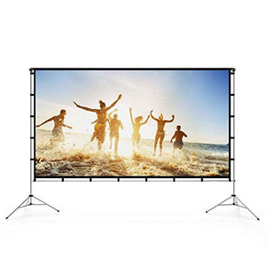 Vamvo Movie System-Outdoor Indoor Projector Screen with Stand Foldable Portable 120 Inch with L4200 Portable Video Projector, Full HD 1080P 200” Display Supported