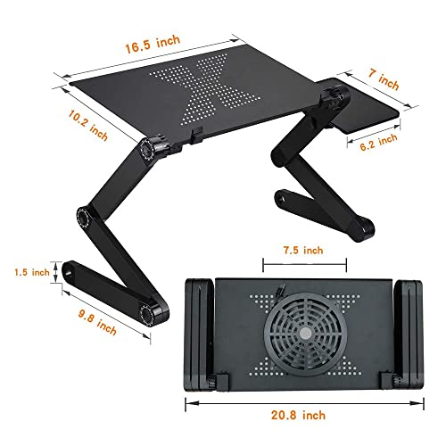 YFSDX Laptop Stand Table with Mouse Pad Adjustable Folding Ergonomic Design Stands Notebook Desk