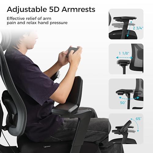 EUREKA ERGONOMIC Mesh Office Chair with 5D Adjustable Armrest and Wire Control Lumbar Support