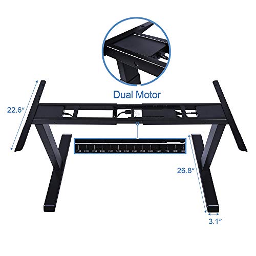 Fromann Electric 3 Tier Legs Dual Motor Desk Base - Sit Stand up Standing Height Adjustable Desk Frame with USB Handset for Home and Office