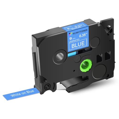 KCMYTONER Label Tape Refills Compatible for Brother P-Touch TZ-525 TZe-525 AZE525 Laminated White on Blue 3/8 Inch 0.35" 9mm for PT-D200 PTD210 D400 D600 PTH100 H110 PT2730 PTP700 PTP710BT, 200 Pack