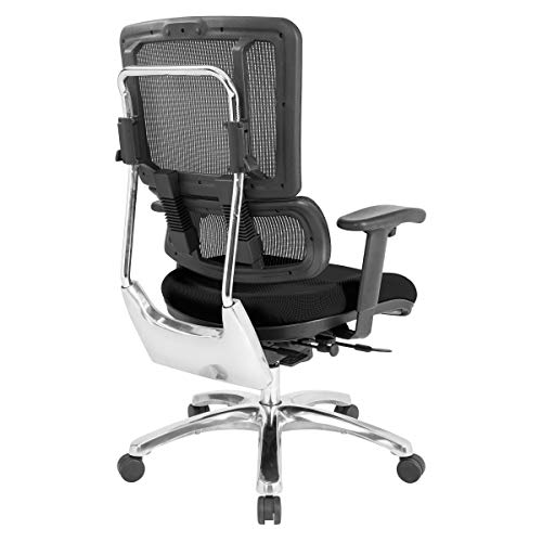 Office Star Pro X996 Manager's Office Chair with Lumbar Support, Black Mesh Back, Aluminum Base