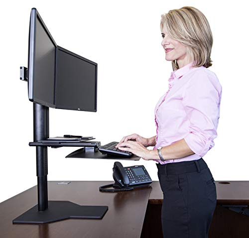 Uprite Ergo Sit2Stand Standing Desk Converter – Dual Monitor Mount - Black/Black