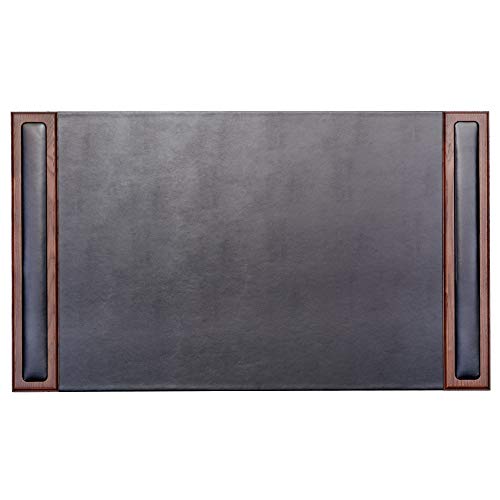 Dacasso Walnut and Black Leather Desk Set, 10-Piece