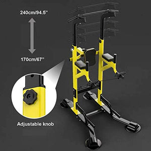 Fitness equipment Pull-up Bars Free Standing Stand Dip Station Power Tower Pull-up Bar Strength Training for Home Gym 990 Weight Capacity (Size : C-Yellow)