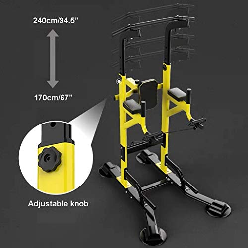 Fitness equipment Pull-up Bars Free Standing Stand Dip Station Power Tower Pull-up Bar Strength Training for Home Gym 990 Weight Capacity (Size : C-Yellow)