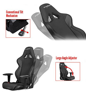 DXRacer Racing Series OH/RW106/N Racing Style Bucket Seat Ergonomic Executive Office Gaming Chair Computer Esports Desk Chair Lumbar Support Pillows (Black)