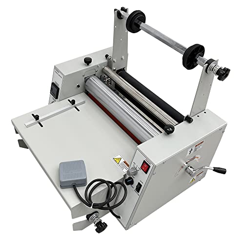 INTSUPERMAI Thermal Roll Laminator Machine 14.17in / 360mm Hot Cold 110V Single & Double Side Laminating Steel Rollers