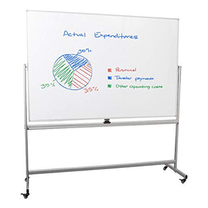 Learniture Double-Sided Mobile Magnetic Marker Board, 4' W x 3' H, White, LNT-RCE-3048-PK-SO