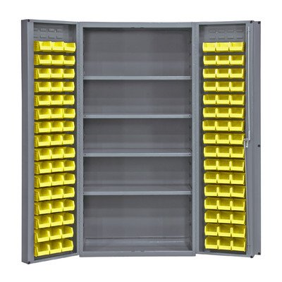 Durham Heavy Duty Welded 14 Gauge Steel Cabinet with 96 Bins, DC-DLP-96-4S-95,  900 lbs Capacity,  24" Length x 36" Width x 72" Height,  4 Shelves