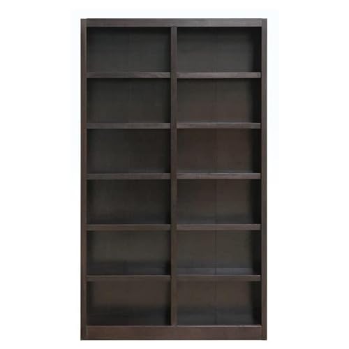 Home Square 84" Tall Double Wide Solid Wood Bookcase Set of 2 in Espresso