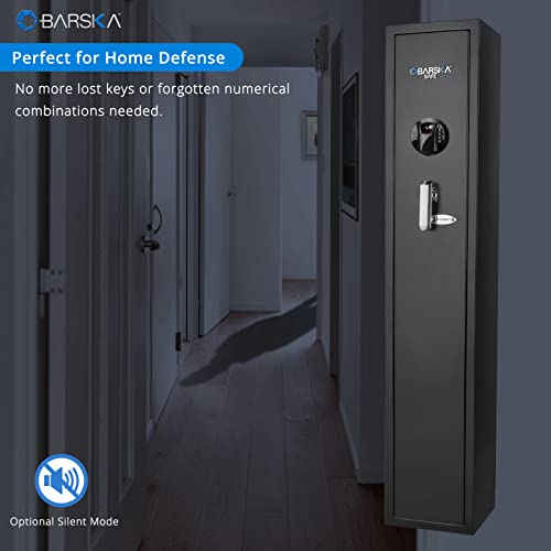 BARSKA AX12760 Keypad Biometric Fingerprint 4 Position Rifle Safe 1.83 Cubic Ft, Black