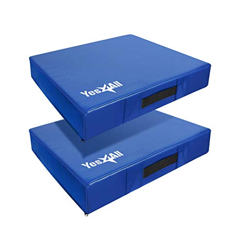 Yes4All Silencer Drop Pads/Weightlifting Drop Pads with PVC Cover & Easy Carry Handles – Sold in Pairs (Weight: 40lb Pair / 20lb Single), Blue