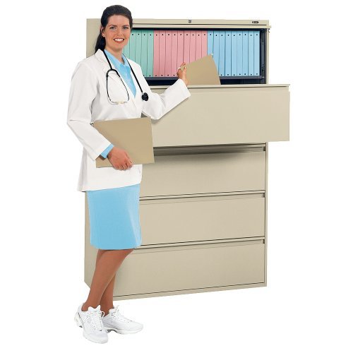 Global Office 5 Drawer Lateral Metal File Cabinet-Black - Black