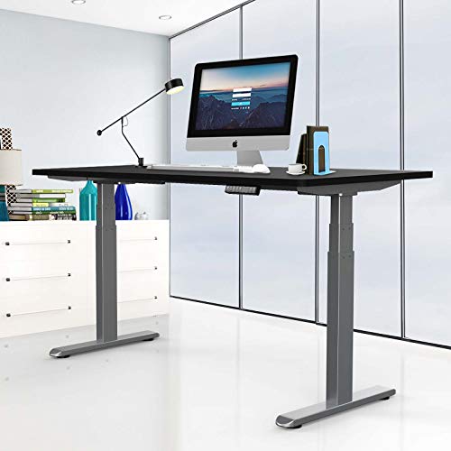 AIMEZO Electric Stand Up Desk Frame w/Dual Motor 3 Tiers Legs Smart Height Adjustable Standing Desk Base Home Office DIY Ergonomic Workstation (Gray)