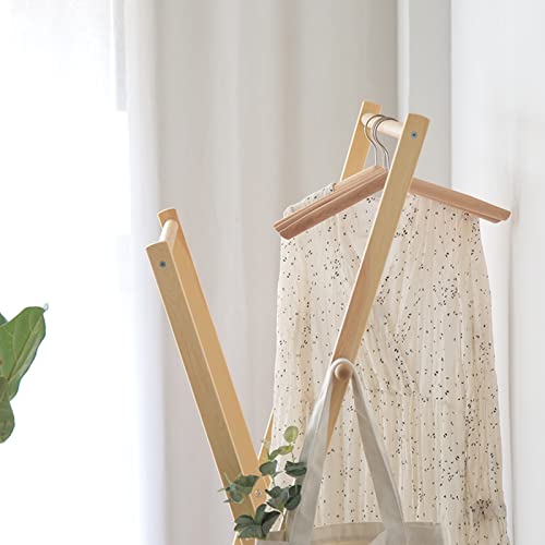 BinOxy Free Standing Wood Coat Rack Double Rod Hanging Clothes Rack - Heavy Duty (Size: L)