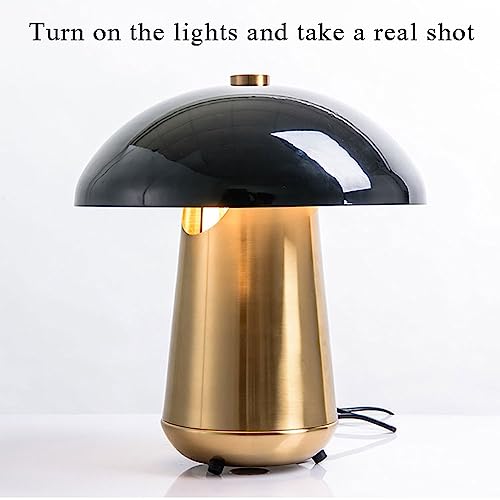 DOOKAA Classic Brass Desk Lamp - Vintage Metal Mushroom Table Lamp