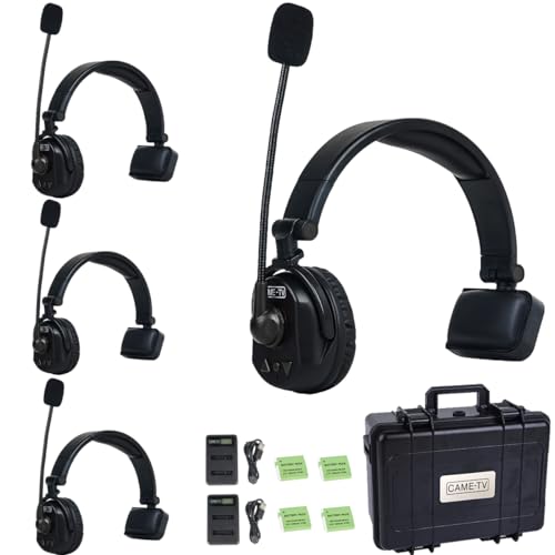 Came-TV Waero Wireless Intercom Headset System - 4 Pack - Up to 1200ft Range - Hardcase