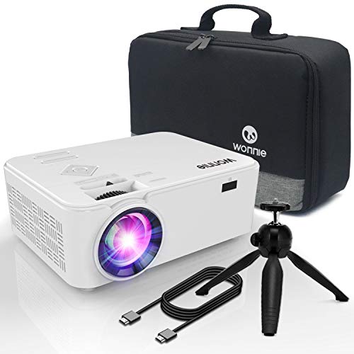 WONNIE Projector, Mini Projector 2200 Lumens 170" Display, Multimedia Home Theater Video Projector, 1080P Support Compatible TV Stick HDMI VGA USB AV TF Device, 4Inch