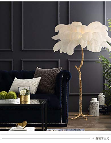 XIHOME Luxury Ostrich Feather Gold Floor Lamp 160cm - White
