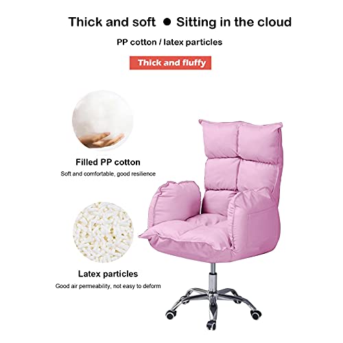 2-in-1 Sofa Computer Chair Office Chairs withWheels Height and Backrest Angle Adjustable Fluffy Sofa Chair (Pink)