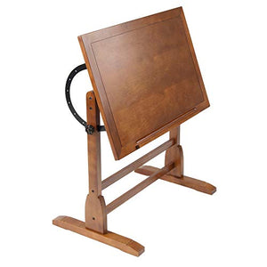 Studio Designs Vintage Wood Drafting Table with 36" x 24" Adjustable Top in Rustic Oak