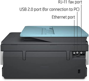 HP OfficeJet Pro 80 28e All-in-One Wireless Color Inkjet Printer, Print Scan Copy Fax, Auto 2-Sided Printing, 35-Sheet ADF, 20 ppm, 4800 x 1200 dpi, Ethernet, Blue, Durlyfish USB Printer Cable