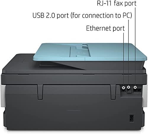 HP OfficeJet Pro 80 28e All-in-One Wireless Color Inkjet Printer, Print Scan Copy Fax, Ethernet, 20 ppm, Auto 2-Sided Printing, 35-Sheet ADF, 4800 x 1200 dpi, Blue, Durlyfish USB Printer Cable