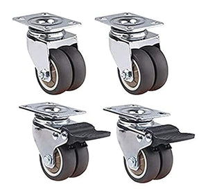 IkiCk Silent Plate Casters with Brake 15 Inch Rubber Wheels