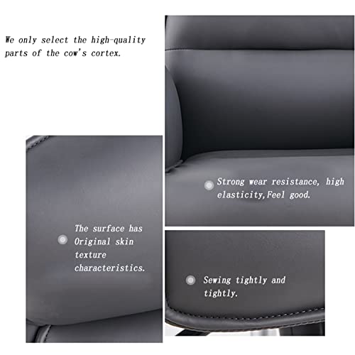 HUIQC Ergonomic Cowhide Boss Chair with Headrest, Reclining Office Chair - Brown