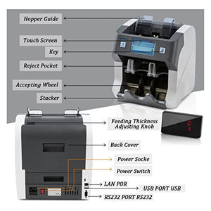 High Speed Money Counter Machine Ten-Tatent SH-108C 2-Pocket - Counts Multiple Currencies Simultaneously