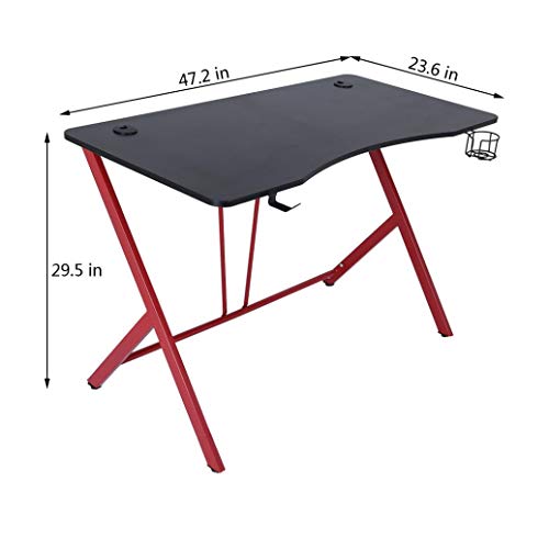 AUSPUM Gaming Desk 47.2Inch Computer Desk Gaming Table,Pc Gaming Workstation Home Office Desk with Headphone Hook (D)