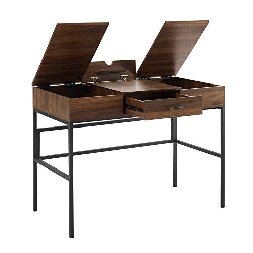 Walker Edison Modern Wood Computer Writing Desk Storage Drawer Home Office Workstation Small, 42 Inch, Dark Walnut