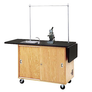 Diversified Woodcrafts Mobile Science Lab Table with Sink, Rod Sockets, and GFI Outlet, 48"W x 24"D x 36"H