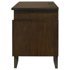 Pemberly Row 5-Drawer Wood Credenza Desk Dark Walnut Gunmetal