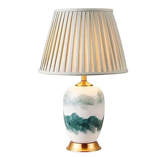 BBAUER Ceramic Desk Lamp New Chinese-Style Landscape Retro Zen Bedroom Bedside Lamp