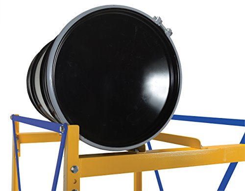 Vestil DRK-1-3 Steel Drum Storage Rack, 1 Wide, 3 High, 2400 lb. Capacity, Yellow Frame/Blue Cross Braces