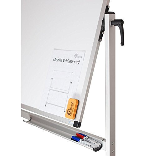 XBoard School Office Mobile Magnetic Dry Erase Board on Wheels,Double-Sided Rolling Whiteboard with Aluminum Stand, 72" x 40"