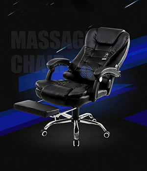 WYNZYJBD Office Computer Chair, Reclining Massage Boss Chair Massage Computer Chair Multi-Color Optional (Color : Black, Size : with footrest Style)