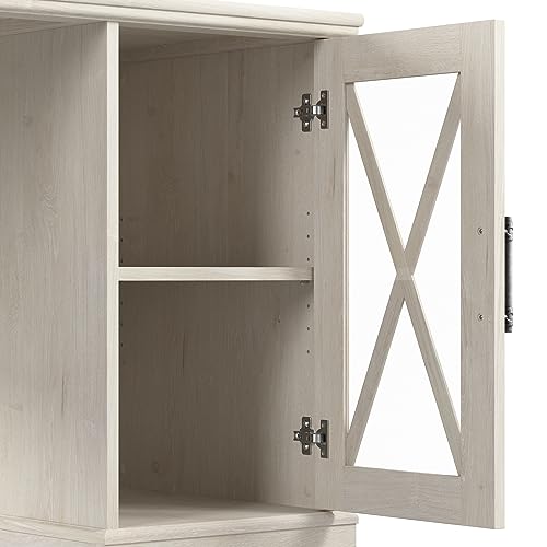 Bush Furniture Lennox Farmhouse 2 Drawer Lateral File Cabinet with Shelves | Linen White Oak
