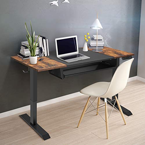 EAGLE PEAK Electric Adjustable Height Standing Desk with Keyboard Tray 48 x 24 Inch Sit or Stand Up Desk Computer Workstation with Memory Controller (Black and Rustic Brown Top/Black Frame)