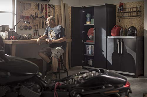Keter XL Pro Freestanding Durable Resin Plastic Utility Tall Cabinet with Adjustable Shelving, Black
