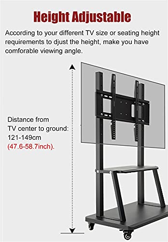 Generic Adjustable Mobile TV Floor Stand/Cart - Black TV Stand On Wheels - Fits 50"/43"/65"/55" TVs