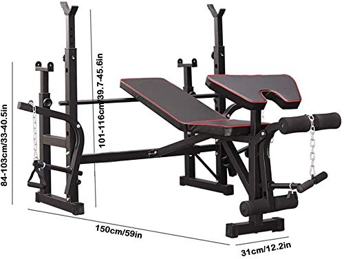 DLWDMRV Fitness aid Dumbbell Bench Adjustable Weight Bench, Squat Rack Indoor Multi-Function Weight, Strength Training Fitness Equipment for Full-Body Workout